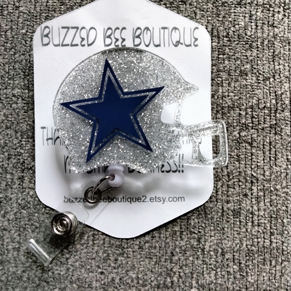 Dallas Cowboys football helmet retractable name badge reel ID holder - Picture 3 of 3